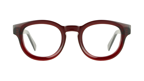Frontansicht-rote-glänzende-Acetate-Brillenfassung