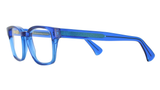 Seitenansicht, blautransparente Acetat Brillenfassung
