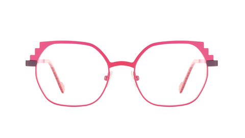 Frontansicht, Matt/Fuchsia Metall Brillenfassung gestuftes Seitenteil
